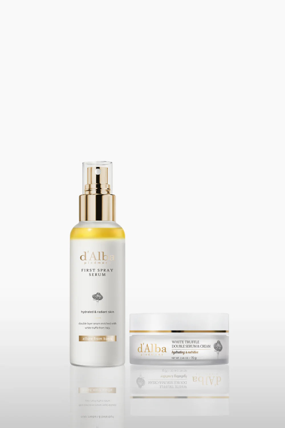 Tinh chất xịt khoáng d'Alba White Truffle First Spray Serum & Tinh chất kép và kem dưỡng White Truffle Double Serum and Cream